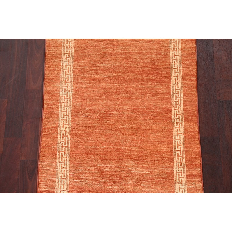 Orange Gabbeh Kashkoli Runner Rug Hand-knotted Oriental Wool Carpet - 2'7" x 9'0"