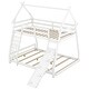 preview thumbnail 12 of 10, Artsy Twin over Queen House Bunk Bed with Climbing Nets and Climbing Ramp, Maximized Space & Playful Design, White