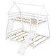 preview thumbnail 12 of 10, Twin over Queen House Bunk Bed with Climbing Nets and Climbing Ramp, White