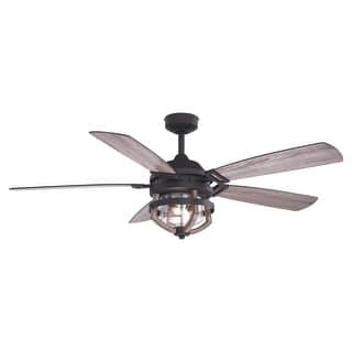 Barnes 54 in. Indoor Outdoor Ceiling Fan with Reversible Blades, Dimmable LED Light Kit and Remote, 3 Speeds, Clear Seeded Glass