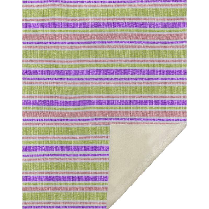 Premium Machine Washable Modern Stripe Sherpa Throw Blanket