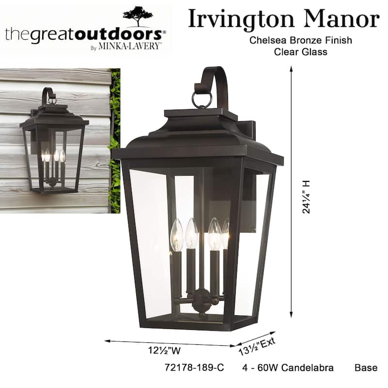 The Great Outdoors 72178-C Irvington Manor 4 Light 24" Tall Outdoor