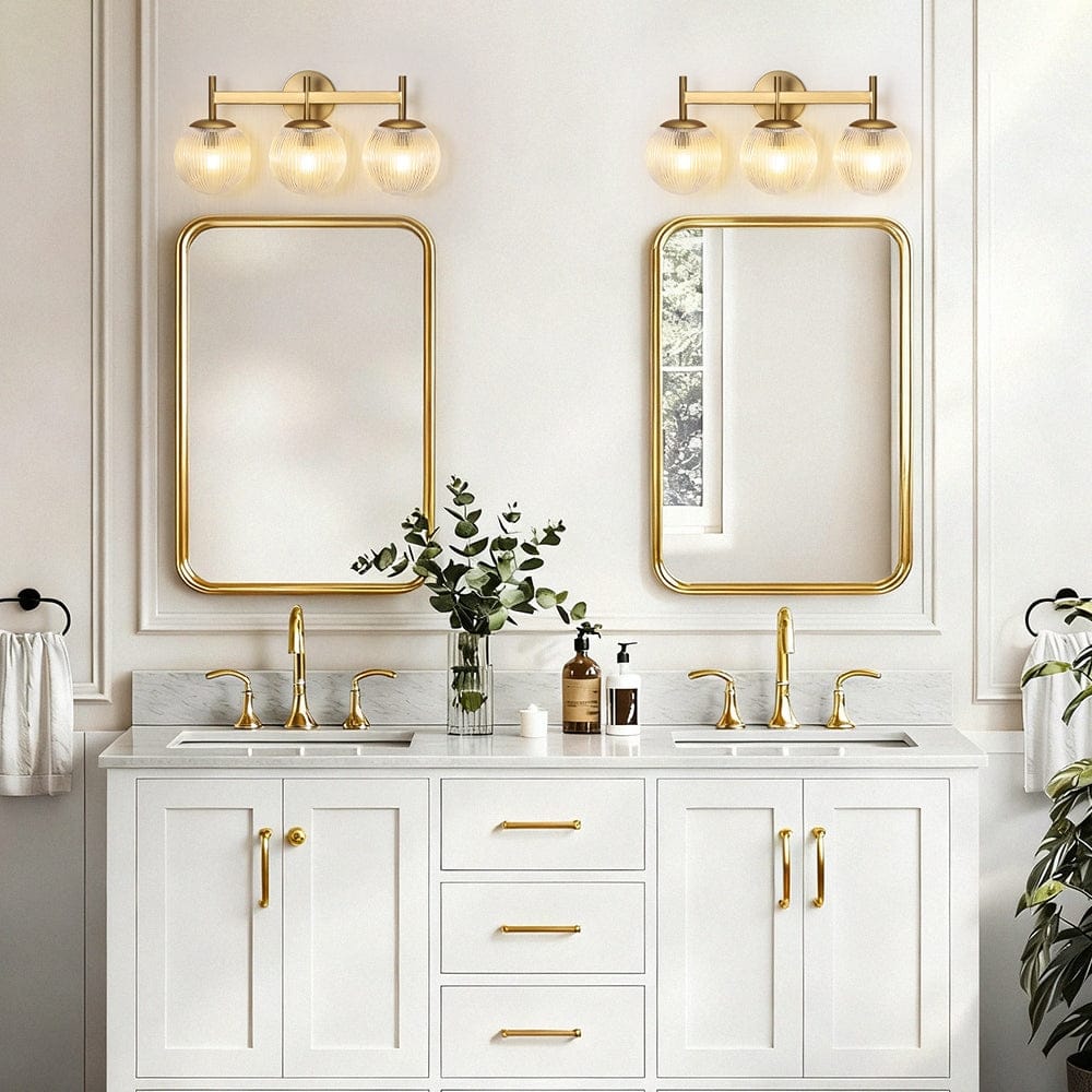 3-Light Sleek Modern Dimmable Ribbed Glass Vanity Light - 21.9 in