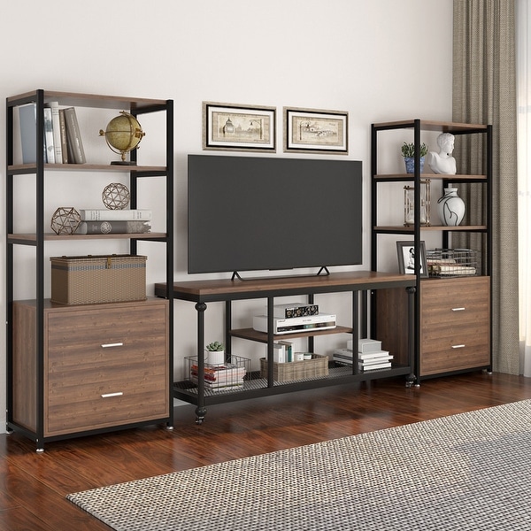 3 Tier Tv Stand Pipe Frame Tv Console Media Stand With Wheels And Metal Mesh For Tvs Media Console Table Overstock 31102600 With two open compartments and a spacious mesh shelf, it provides a great spot for your tv that does not distract from the actual events on the screen. cad