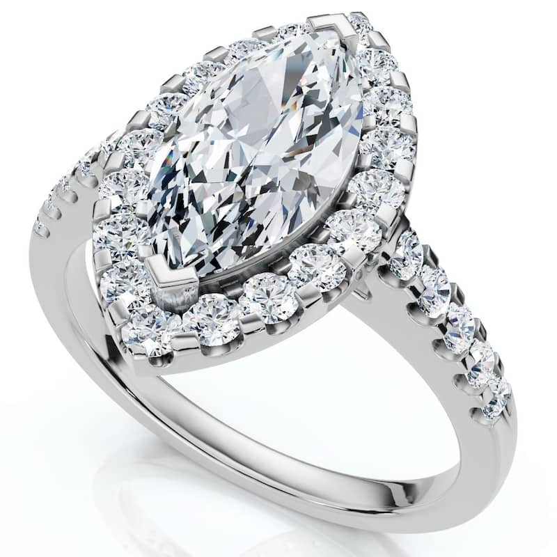 Bliss Diamond 1 3/8ct Marquise Halo Diamond Ring White Gold