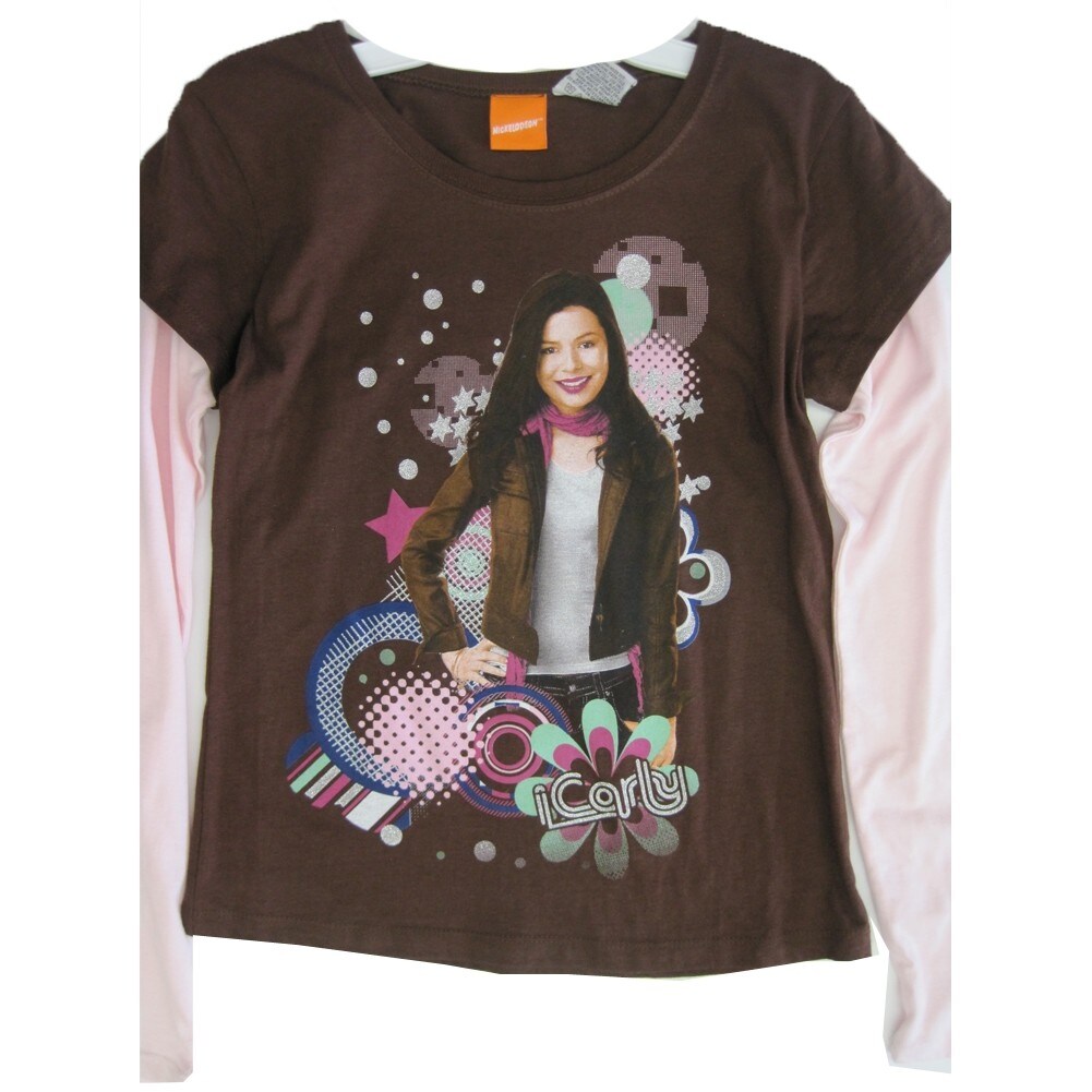 Shop Disney Girls Brown Pink Icarly Disco Printed Long Sleeve T