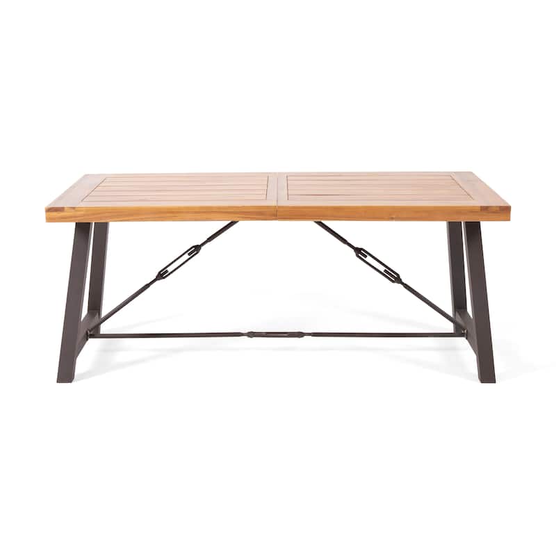Catriona Modern Industrial Dining Table by Christopher Knight Home - 70.00" W x 33.00" D x 29.50" H - Teak Finish + Rustic Metal