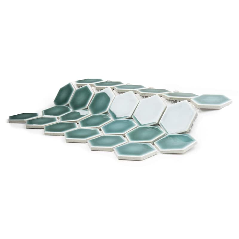 Merola Tile Hudson Due 2" Hex Emerald 10-7/8" x 12-5/8" Porcelain Floor and Wall Tile