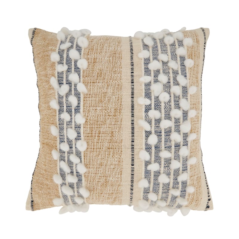Stripe Serenity Woven Throw Pillow - Feather Down - 18"x18"