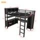 preview thumbnail 4 of 26, Full Size Loft Bed with Wardrobe,L-shaped Desk,Storage Cubes and Shelves for Bedroom