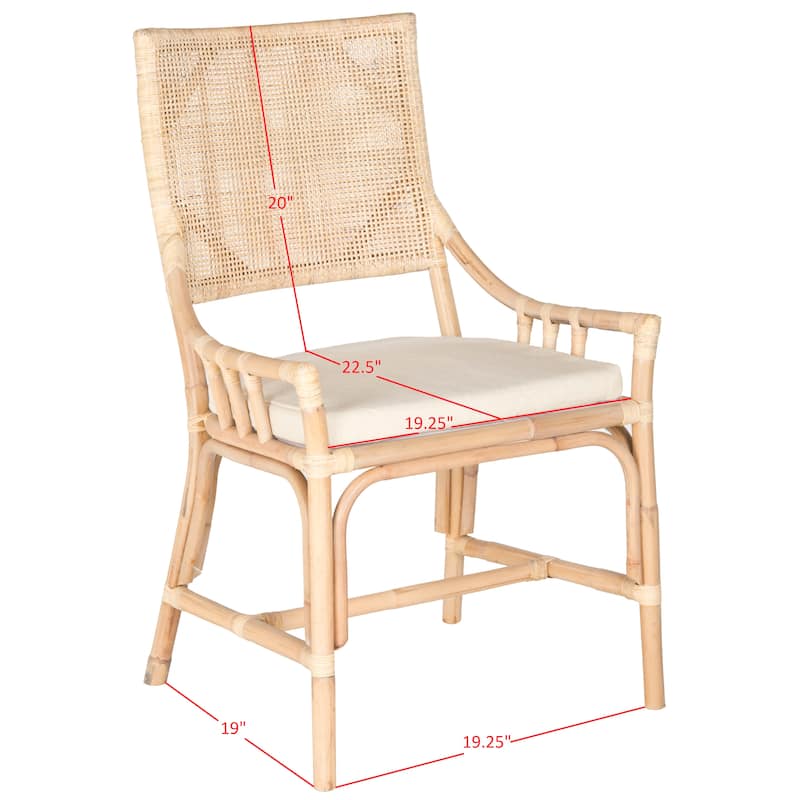 SAFAVIEH Azrielle Coastal Rattan Cushion Chair - 22" W x 24" L x 37" H - 22"W x 24"D x 37"H
