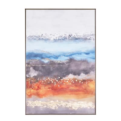 Canvas Abstract Framed Wall Art with Gold Frame - Multi Colored - Roche River Decor