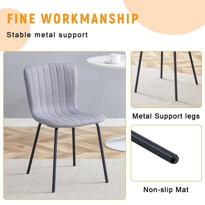 Set of 4 Minimalist Dining Chairs – Premium Black Metal Leg Design for Modern Interiors, Versatile Style Adaptability