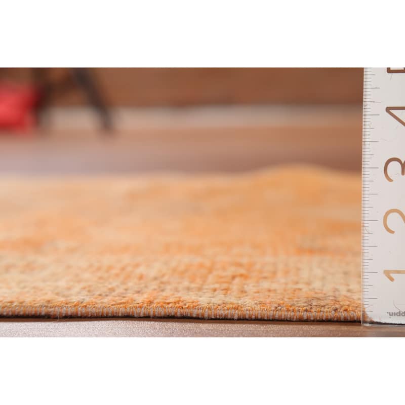 Orange Anatolian Oriental Vintage Runner Rug Handmade Wool Carpet - 2'10"x 12'3"