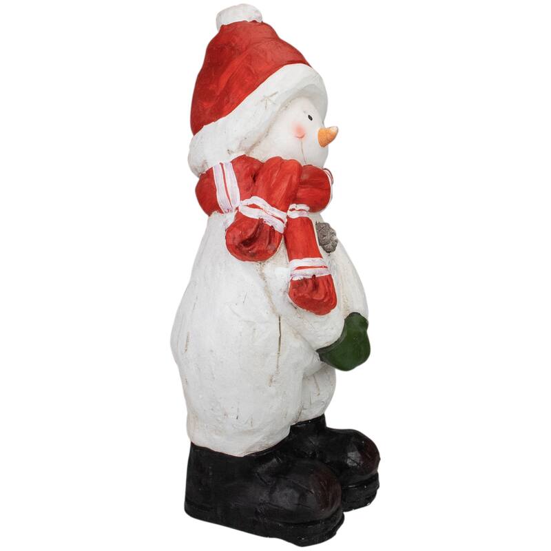 17" White and Red Snowman Christmas Tabletop Decoration