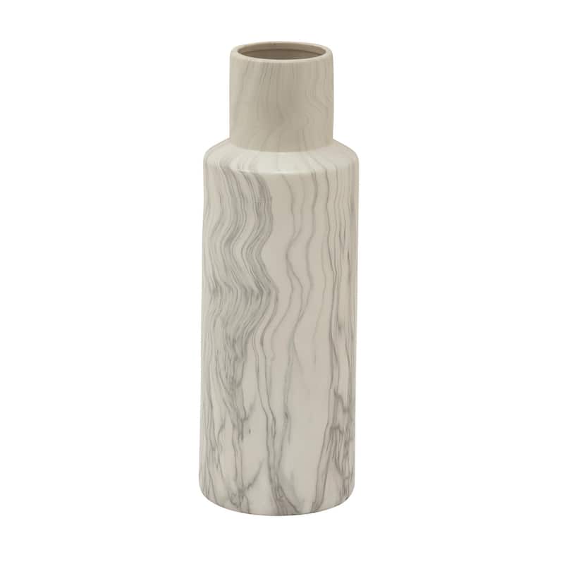Ceramic Faux Marble Decorative Vase - White - Roche River Decor - White - 8"W, 21"H