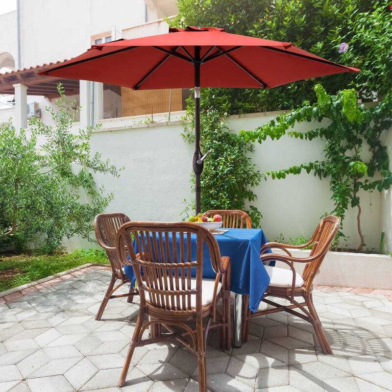 Bonosuki 7.5-foot Waterproof Sunshade Canopy Patio Umbrella - Red Orange