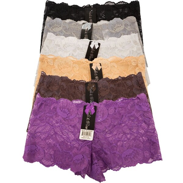 Women's 6 Pack Lace Cheeky Boyshorts Panties Free Shipping On Orders