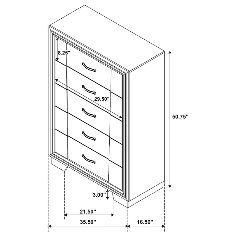 Janine Transitional Wood 5-drawer Bedroom Chest Grey