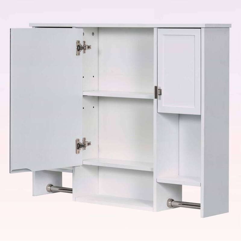 35'' x 28'' Modern Wall Mounted Bathroom Storage Cabinet with Mirror and Towel Bar,Perfect for Organized and Stylish Bathrooms