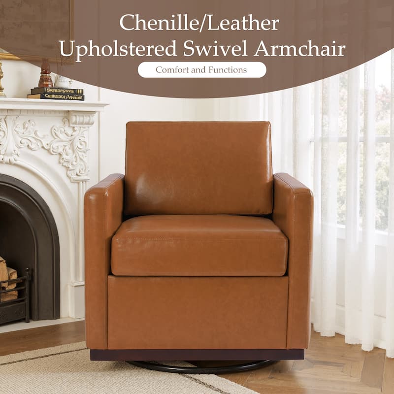 uixe Modern Upholstered Swivel Accent Chair with Pocket Spring Seat