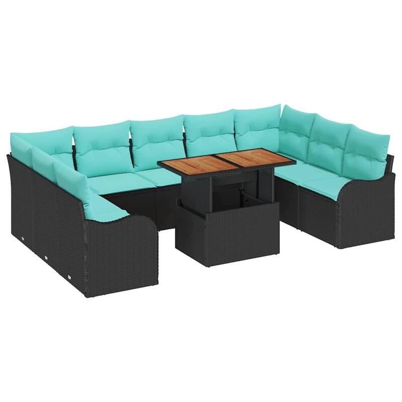 vidaXL 10 Piece Garden Sofa Set with Cushions - 113.8×70×27.2