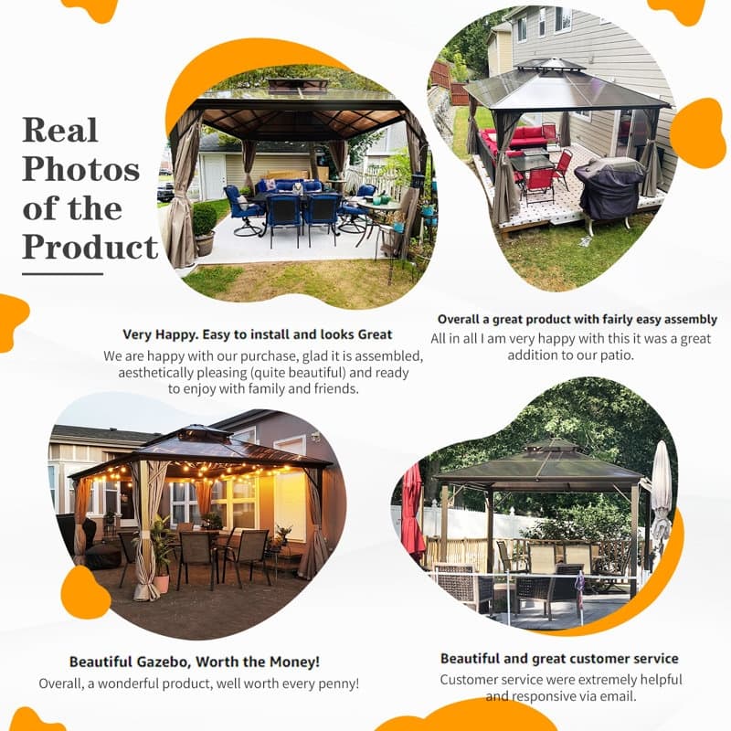 Outdoor Premium Wood Gazebo with Double Hardtop Roof | Durable & Elegant Outdoor Pergola for Backyard, Patio & Garden