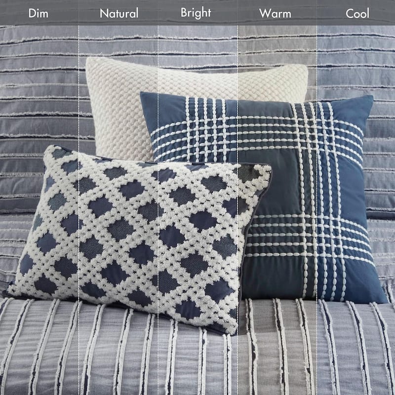 Madison Park Signature Essence Oversized Cotton Clipped Jacquard Comforter Set with Euro Shams and Throw Pillows