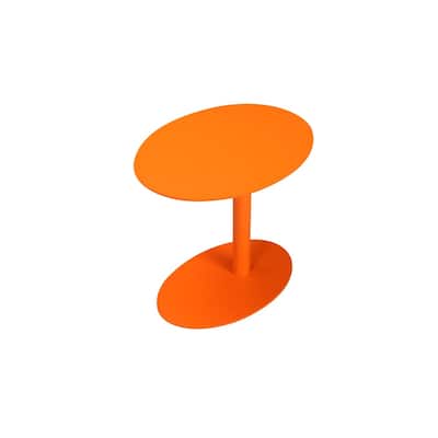 Modern Metal Outdoor Side Table with Oval Top and Base, Orange