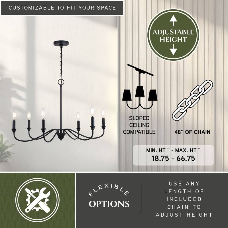 Vaxcel Lighting H0298 6 Light 30" Wide Candle Style Chandelier