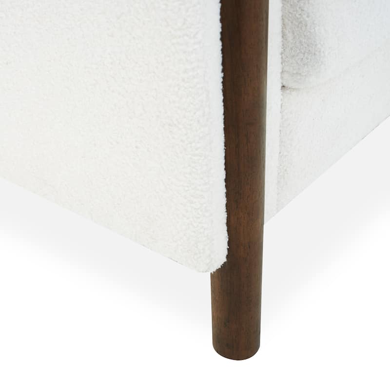 Christopher Knight Home Rowan Accent Chair Curved Handrails Single Sofa with Walnut Legs