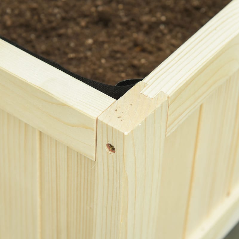 Outsunny Elevated Wood Foldable Raised Garden Bed with Drainage Hole, Outdoor Workstation with Legs, Space Saving Design