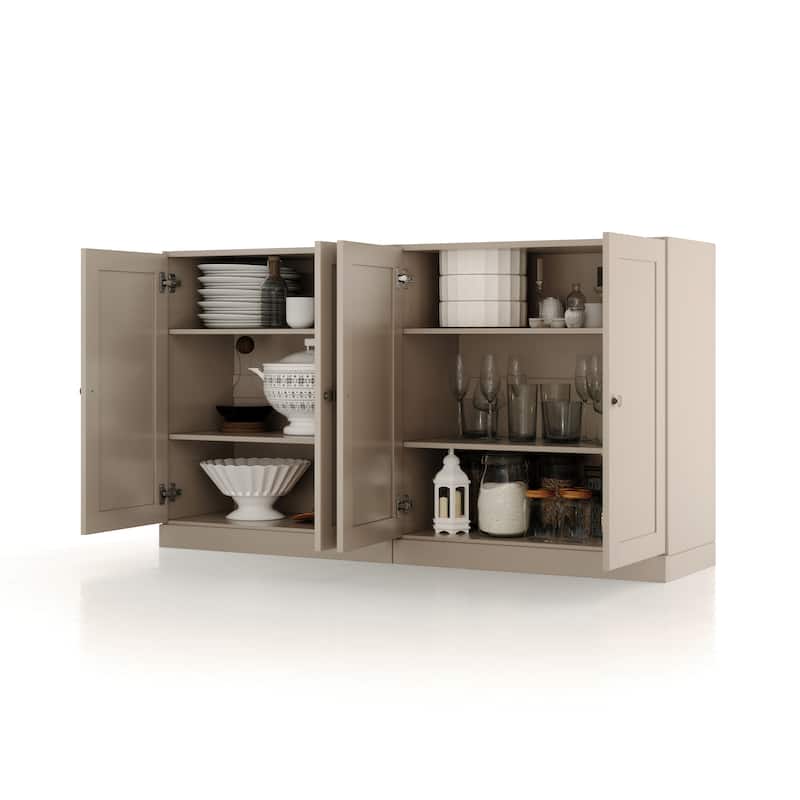 Palace Imports 100% Solid Wood 64" Sideboard with Raised Panel Doors & Adjustable Shelves