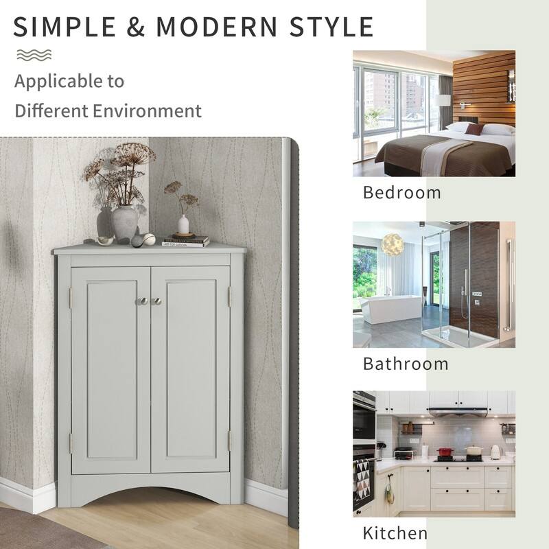 Bathroom Storage Cabinet with Adjustable Shelves, Triangle Bathroom Storage Cabinet, Freestanding Floor Cabinet