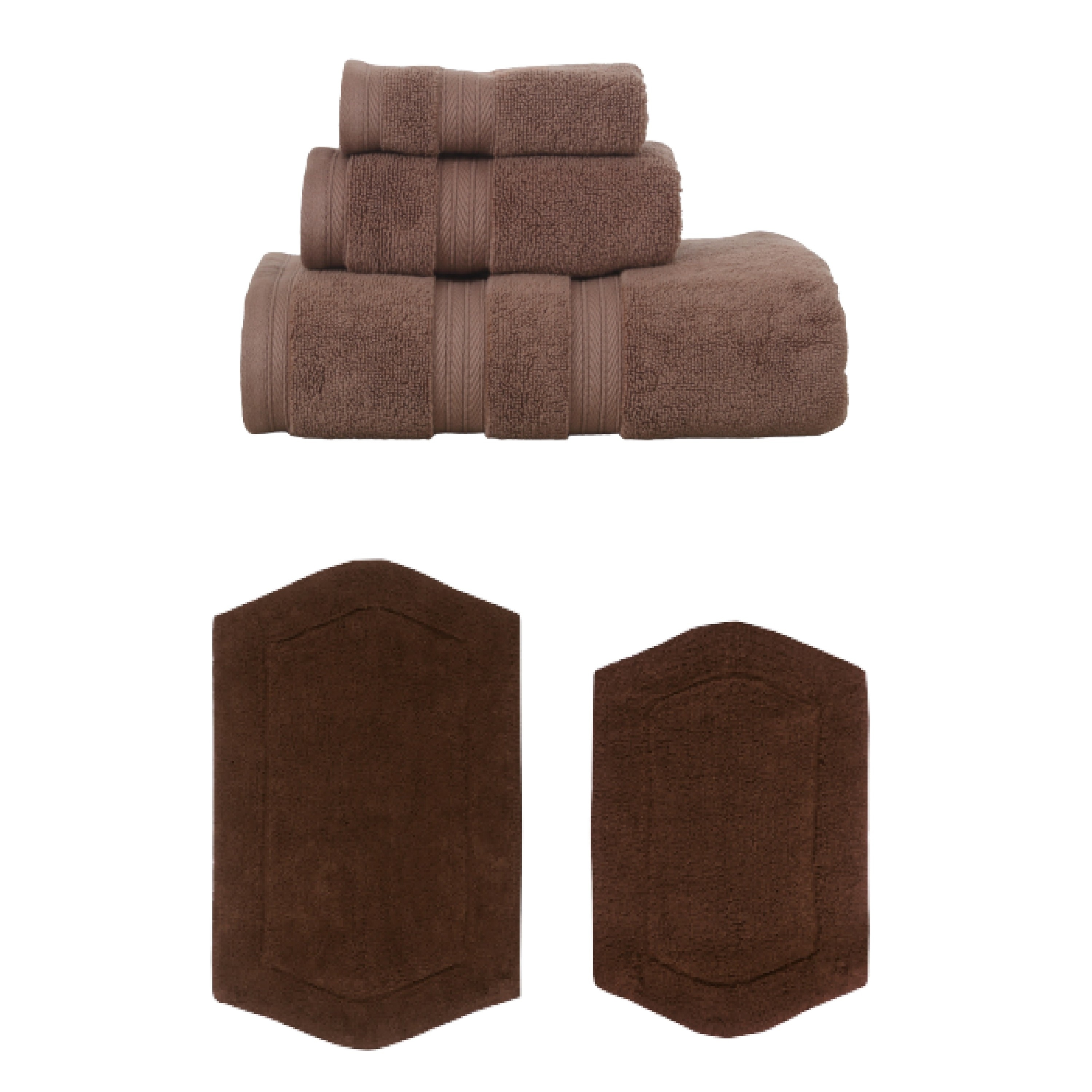 Home Weavers Waterford Collection 100% Soft Cotton Super Absorbent 3 Pc Towel Set & 2 Pc Bath Rug Combo, Non Slip (Set of 5)