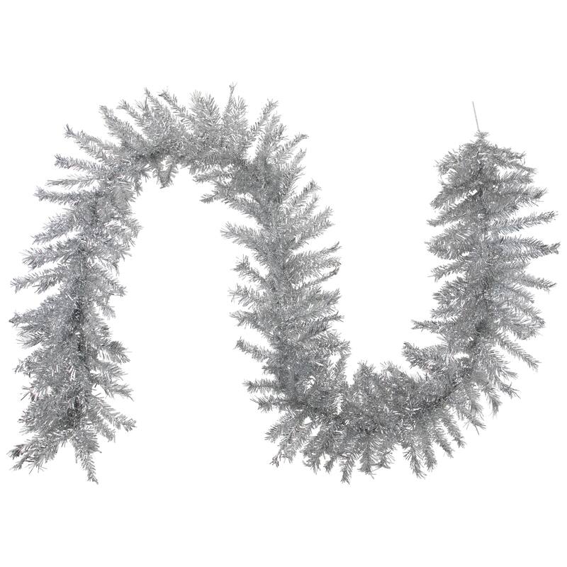 Metallic Tinsel Artificial Christmas Garland - 9' x 12" - Silver - Unlit