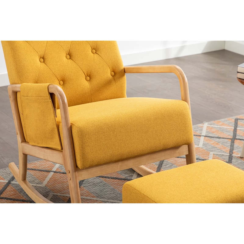 Rocking Chair With Ottoman Modern Upholstered Fabric Rocking Armchair