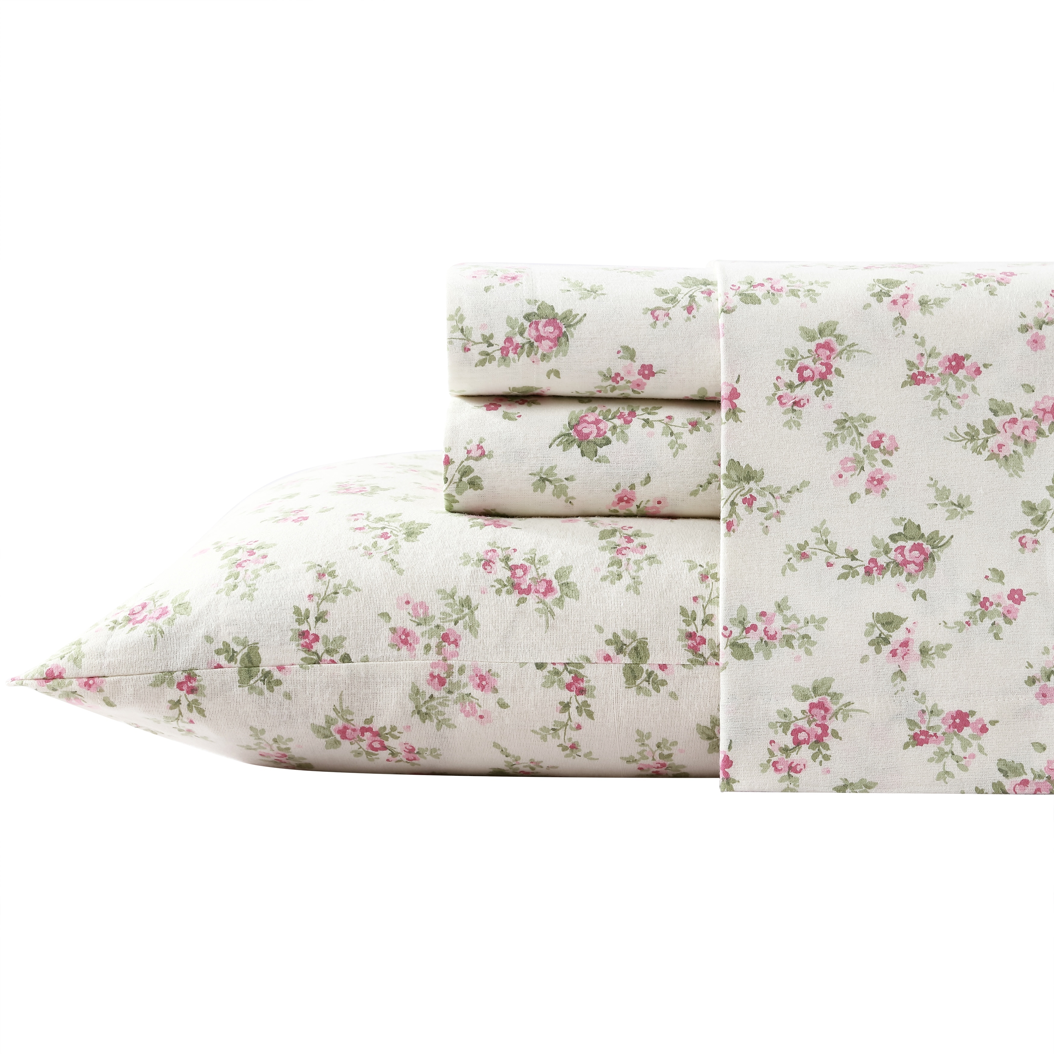 Laura Ashley Cotton Flannel Deep Pocket Sheet & Pillowcase Set - On Sale -  Bed Bath & Beyond - 4458640