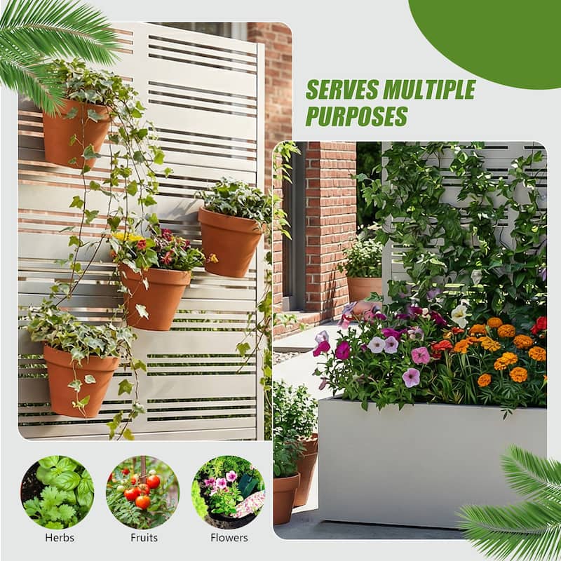 Metal Galvanized Planter Box with Trellis Privacy Screen Lockable Wheels