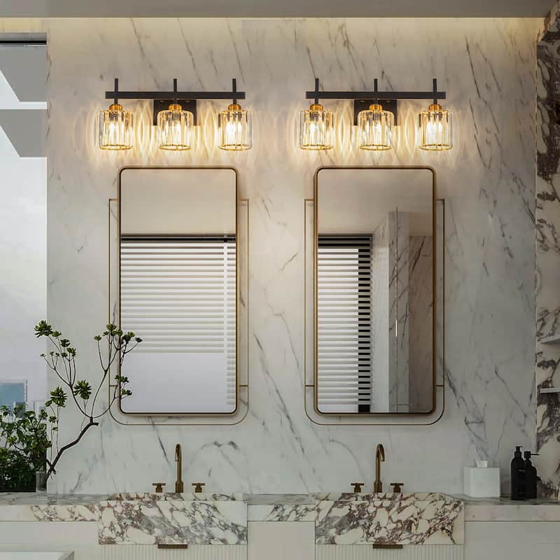 3/4/5-Light Modern Dimmable Crystal Bathroom Vanity Lights Fixtures Over Mirror