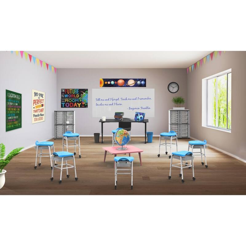 Luxor Adjustable-Height Stackable Classroom Stool with Wheels and Storage