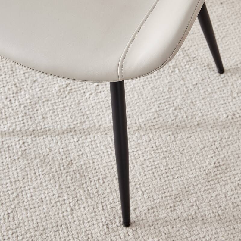 Dining Chair Set of 4, Family Dining Chair with Leather Backrest, Comfortable Kitchen Dining Chair with Extra Wide Cushion