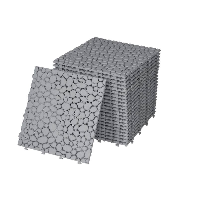 12 x 12 Inch Interlocking Deck Tiles Plastic Waterproof Outdoor All Weather Anti-slip, Weight Capacity Upto 440 LBS, Pack of 60