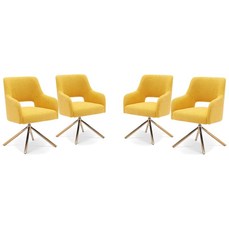 Boucle Polyester Upholstered Swivel Accent Chair - Stain Resistant (Set of 4)