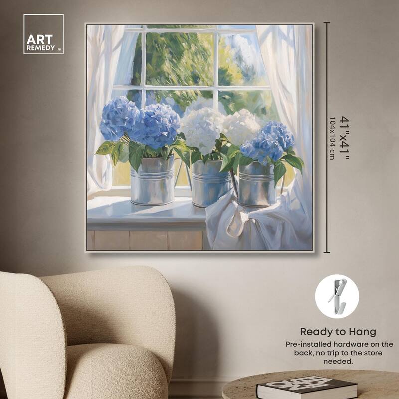 Sunlit Hydrangeas Canvas by Art Remedy