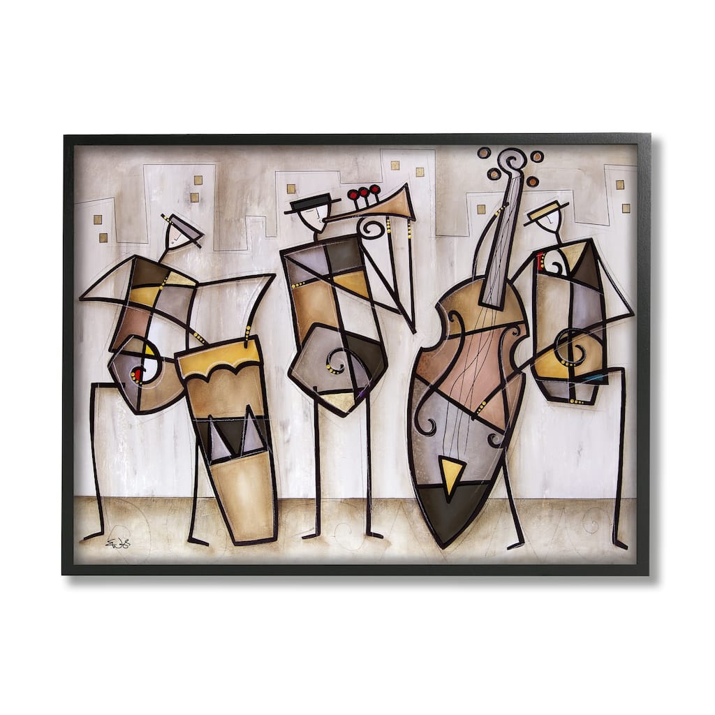 Stupell Musical Trio Abstract Modern Painting Black Framed Wall Art, Design By Artist Eric Waugh - Brown