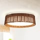 preview thumbnail 1 of 5, 16.5" Farmhouse Rattan LED Flush Mount Ceiling Light