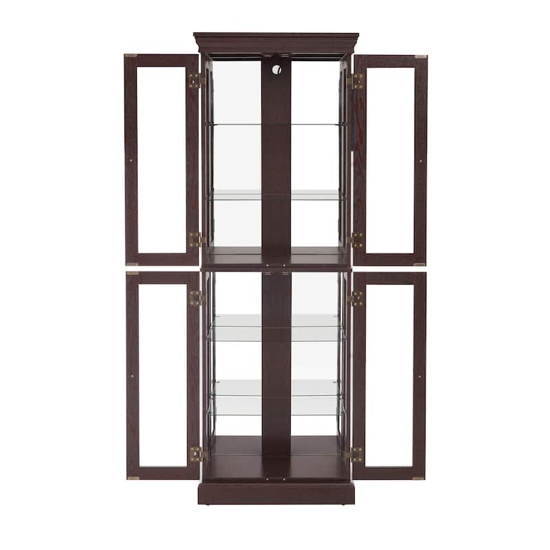 Lighted Glass Curio Display Cabinet,Display Cabinet,Glass Storage Cabinet Glass Wine cabinet Wood Frame Toy Display