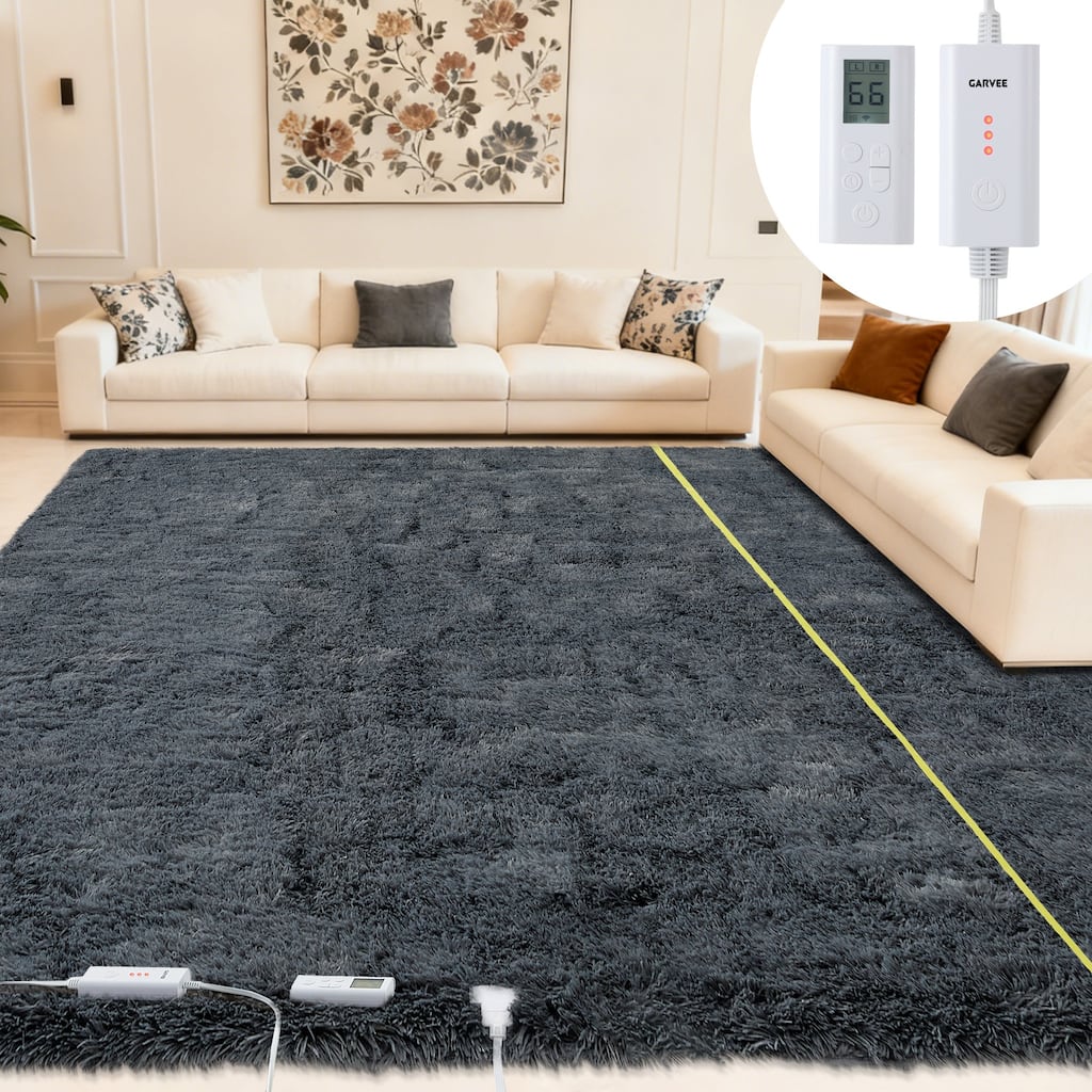 Garvee Electric Heating Carpet Fluffy Heated Area Rug with Timer