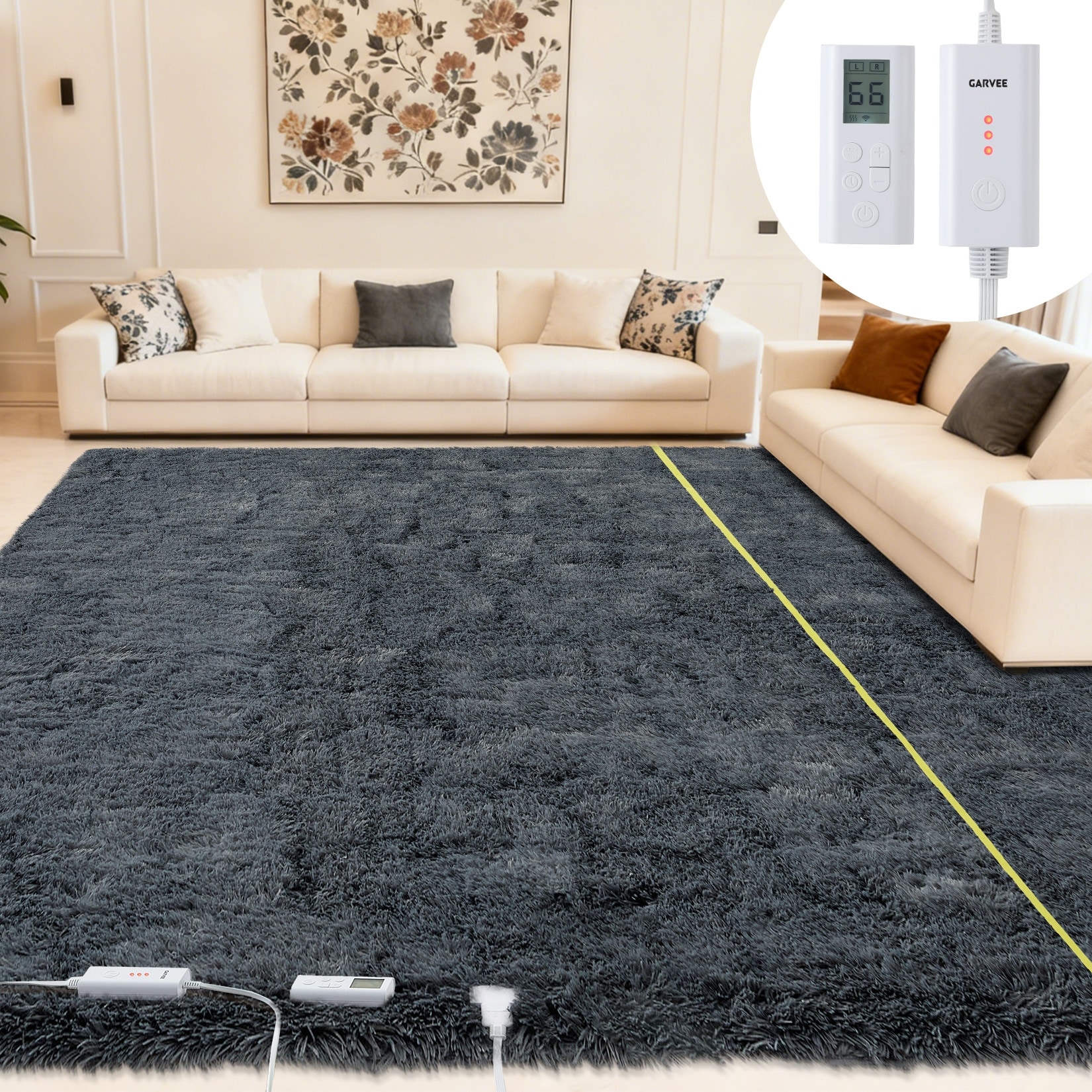Garvee Electric Heating Carpet Fluffy Heated Area Rug with Timer